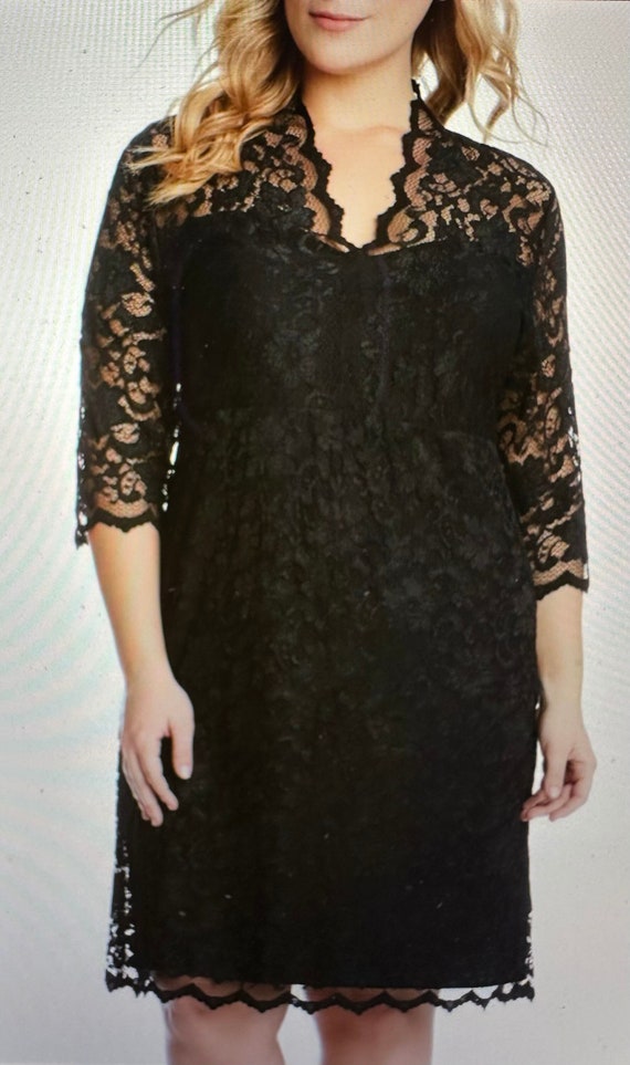 Karen Kane Black Scalloped Stretch Lace Dress Plus Size 3X Christmas Party Wedding Etsy