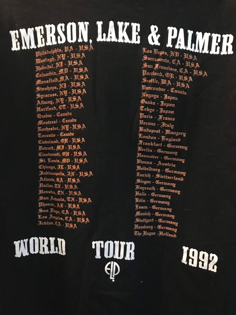 Emerson, Lake, & Palmer T-Shirt World Tour 1992 Greg Lake 12 String Guitar Moog Synthesizer ELP Keith Emerson Christmas Gift image 6