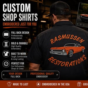 Custom Embroidered Car Show Shirt: Red Kap Mechanics Shirt