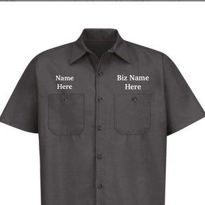 Patch Name Shirt embroidered, Red Kap Shop Shirt, Mechanics Shirt, Motorcycle Shirt, Custom patch button up, Brewery Shirt, Vintage image 6