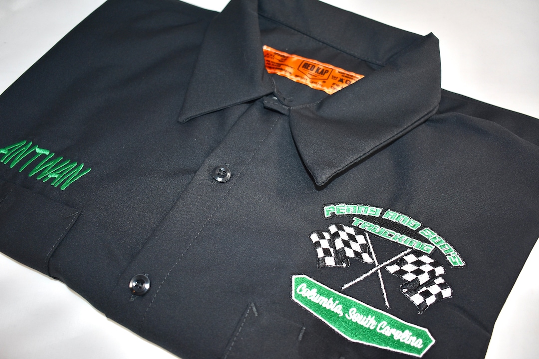 Mechanics Shirt, Custom Embroidered, Redkap Shop Shirt, Button up Shirt