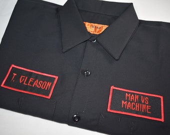 Camisa de mecánico, parche con nombre, camisa de trabajo bordada a medida, camisa de cervecería, camisa con logo de empleado, camisa de Redkap Shop, regalo para hombres, algodón