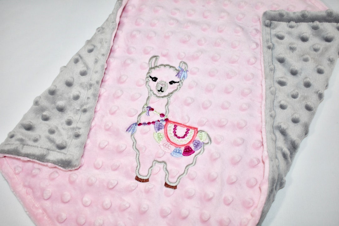Baby Blanket Llama Minky Personalized Toddler Blanket Girl Etsy