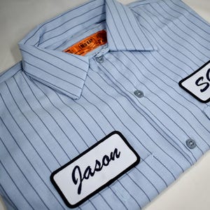 Mens Custom work shirt, RedKap Shop shirt, Retro Mechanic Shirt, Embroidered Name Patch, Gas station shirt, Race team shirt, Club shirts
