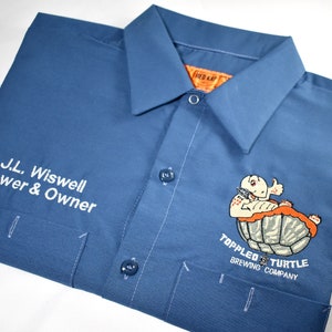 Custom Embroidered Shop Shirt, Red Kap Mechanics Shirt, Cotton Logo Work Shirt, Industrial Short Sleeve Work Shirt, Personalized Shop Shirt image 2