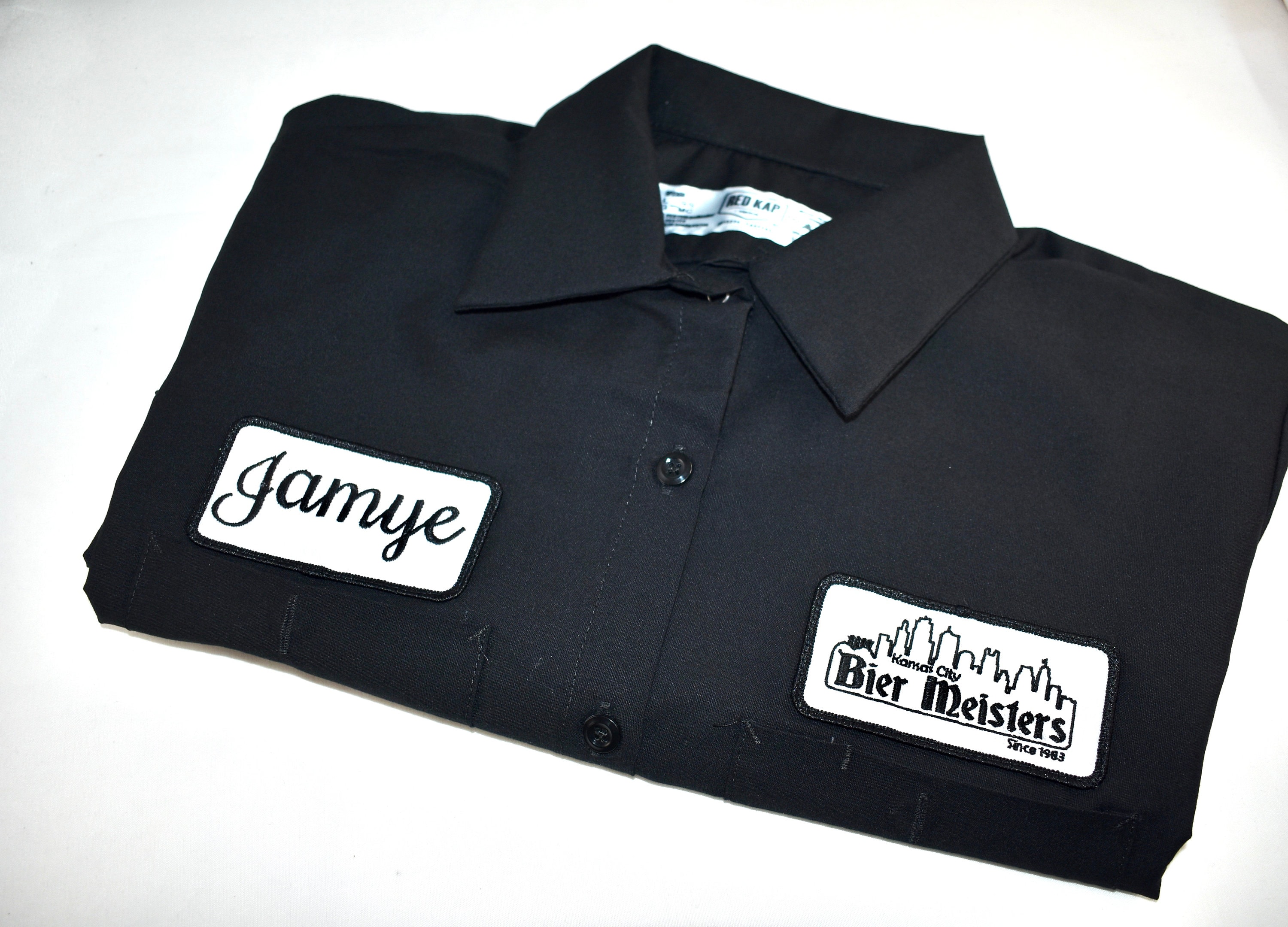 Custom Embroidered Brewery Shirt, Name Patch Shirt, Full Back Logo 