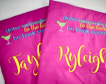 Bachelorette Party Beach Towel, Personalized Pool Chair Cover, Bridesmaids Embroidered towel, Wedding party favor, Embroidered Microfiber