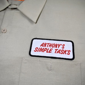 Patch Name Shirt embroidered, Red Kap Shop Shirt, Mechanics Shirt, Motorcycle Shirt, Custom patch button up, Brewery Shirt, Vintage image 3