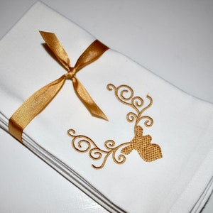 Gold Antler Napkins, Christmas Napkin, Holiday Napkins, Set of 4, Cotton Napkins, Christmas Gift, White Napkins, Hostess Gift, Cloth Napkins