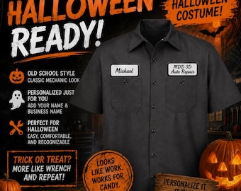 Camisa de taller mecánico para disfraz de Halloween personalizado, uniforme de trabajo personalizado, estilo Red Kap.
