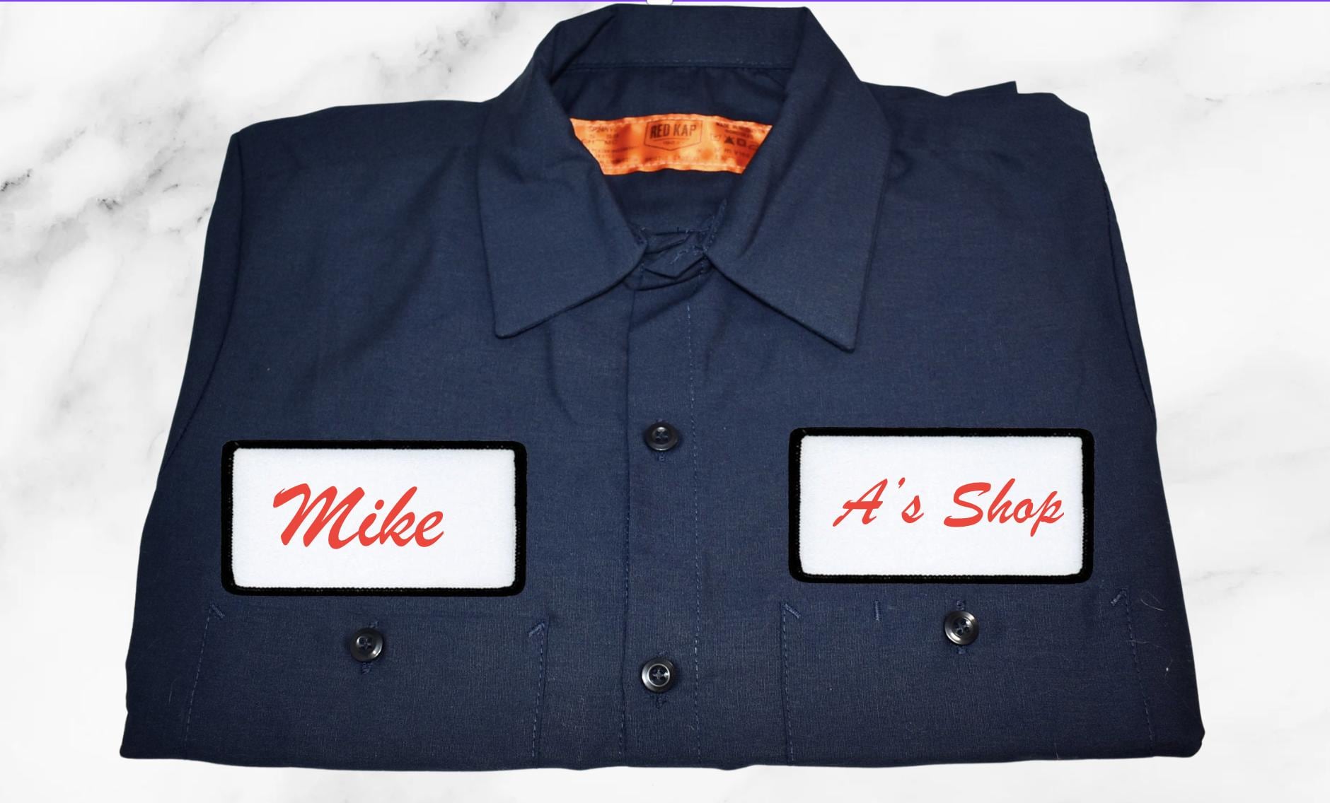 Patch Name Shirt Embroidered, Red Kap Shop Shirt, Mechanics Shirt
