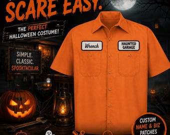 Camisa de taller mecánico para disfraz de Halloween personalizado, uniforme de trabajo personalizado, estilo Red Kap.
