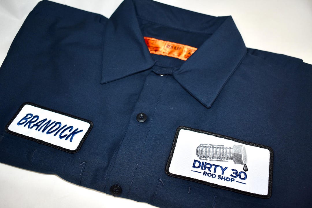 Custom Embroidered Red Kap Work Shirt: 30th Birthday Mechanic