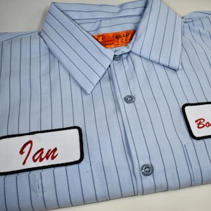 Camisa de trabajo personalizada para hombre, camisa de taller RedKap, camisa de mecánico retro, parche de nombre bordado, camisa de gasolinera, camisa de equipo de carreras, camisas de club imagen 7