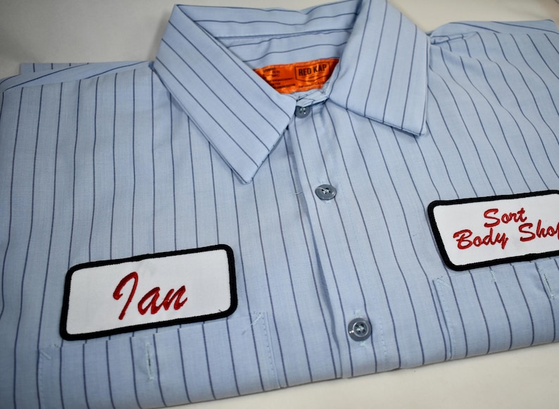 Camisa de trabajo personalizada para hombre, camisa de taller RedKap, camisa de mecánico retro, parche de nombre bordado, camisa de gasolinera, camisa de equipo de carreras, camisas de club imagen 7