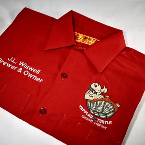 Custom Embroidered Shop Shirt, Red Kap Mechanics Shirt, Cotton Logo Work Shirt, Industrial Short Sleeve Work Shirt, Personalized Shop Shirt image 1