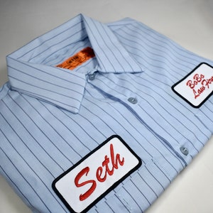 Custom work shirt, Name Patch shirt embroidered, Redkap shop shirt, Mechanics Shirt, Retro Shirt, Custom Patch Button up, Old school look