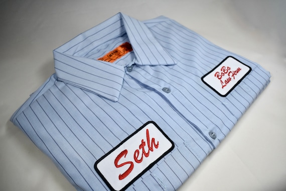 Custom work shirt, Name Patch shirt embroidered, Redkap shop shirt, Mechanics Shirt, Retro Shirt, Custom Patch Button up, Old school look