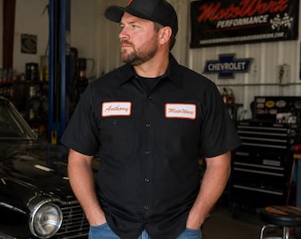 Mechanics Shirt, Name Patch, Custom Embroidered work shirt, Brewery Shirt, Employee Logo Shirt, Redkap Shop shirt, Gift for men, Cotton