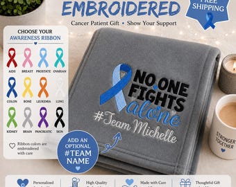 Manta de quimio de vellón bordada: regalo para pacientes con cáncer