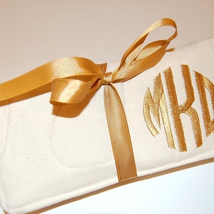 Travel Jewelry Roll, Jewelry Organizer, Travel Jewelry Pouch, Canvas Jewelry Bag, Gold Jewelry Roll, Bridesmaid Gift, Gift for Her, Unique