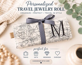 Estuche de viaje para joyas, regalo personalizado, regalo para dama de honor, regalo para fiesta de bodas, recuerdo de boda, estuche de viaje para joyas, regalo personalizado, regalo para ella