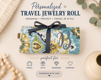 Organizador de joyas, estuche de viaje para joyas, bolsa enrollable para joyas, regalo para damas de honor, regalo personalizado, regalo para ella