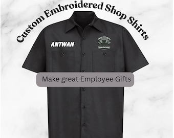 Custom Embroidered Red Kap Mechanics Shirt: Personalized Work Shirt