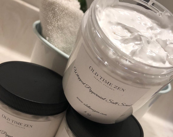 Peppermint Whipped Salt Scrub with Dead Sea Salt and Essential Oil