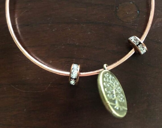 Copper Bracelet with Tree of Life Charm and Prayer Beads