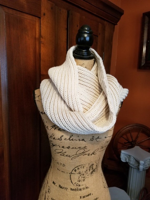 Hand Knitted Oyster Colored Cowl