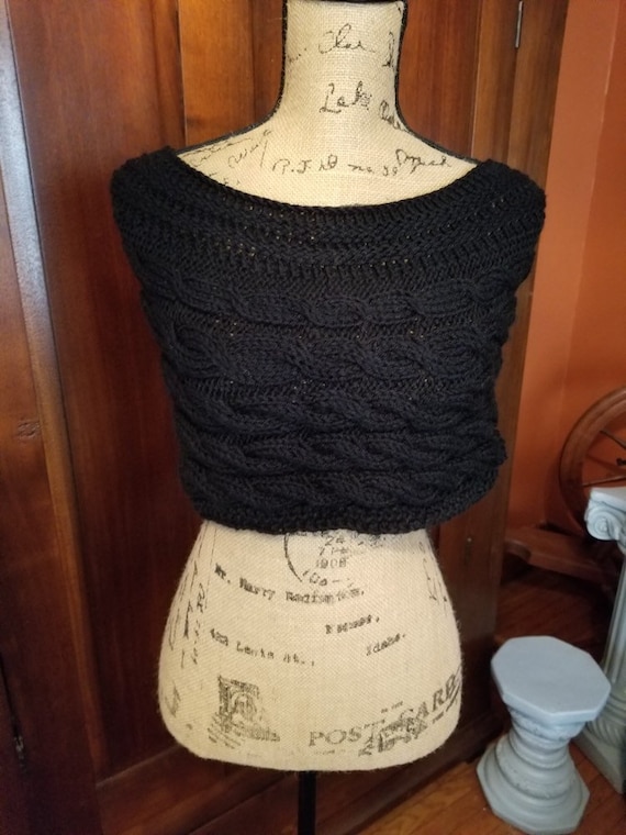 Black Hand Knitted Cape