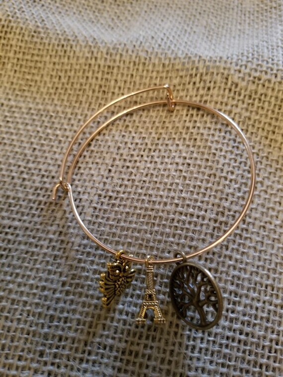 Tree of Life , Eiffel Tower and Owl Charm Bracelet