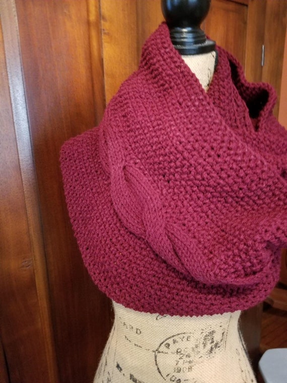 Dark Red Knitted Cowl