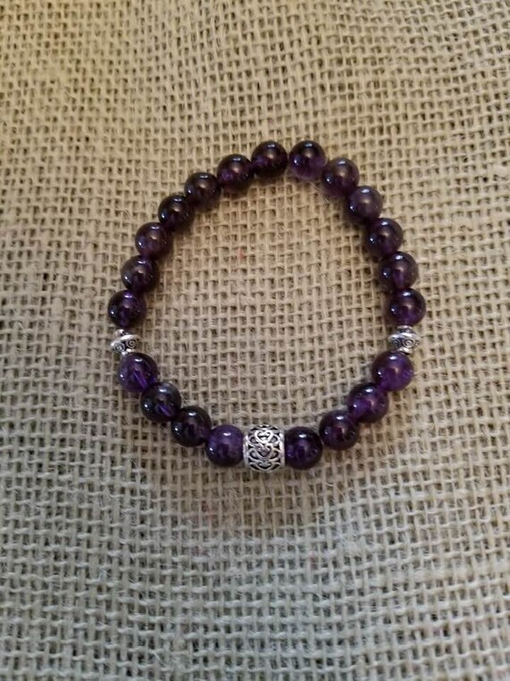 Amethyst Healing Bracelet with Tibetan Beads