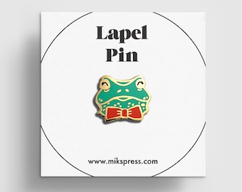 Kikker Emaille Pin met rode bowtie, Kikker geschenken, schattig emaille pin, schattige kikker, dier email speld, groene kikker, kikker cadeau, Herpetoloog, Froggy