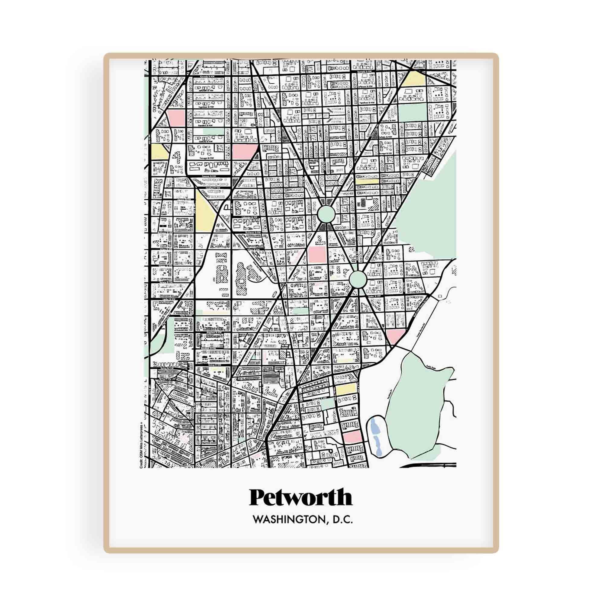 Petworth Washington DC Neighborhood Map Washington DC Poster Etsy