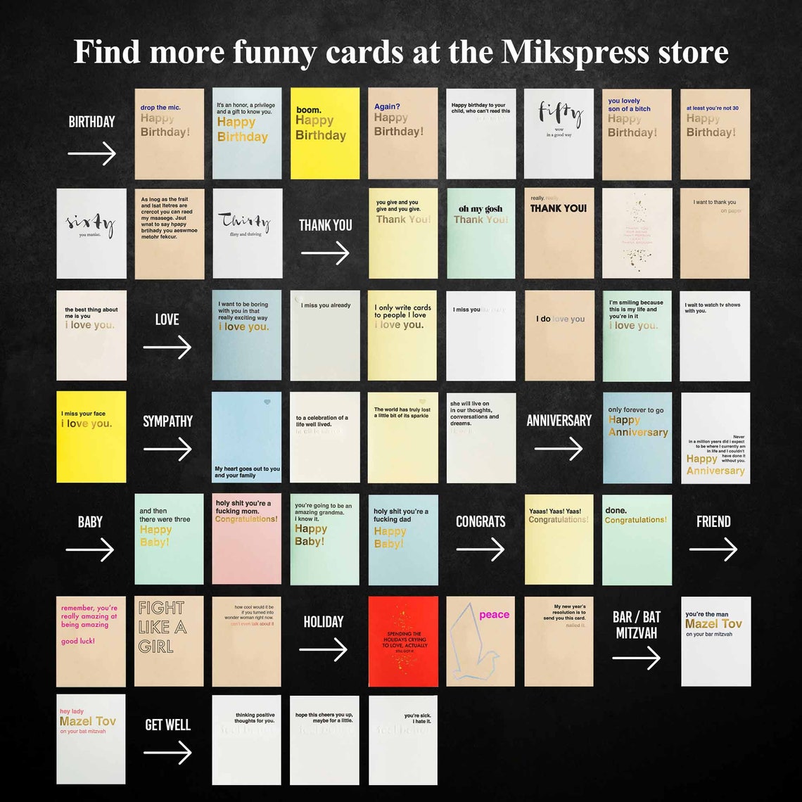 Pack of 3 Mazel Tov On Your Bar Mitzvah Card Funny Jewish