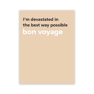 Drôle de carte de départ, carte d’adieu, carte de retraite, carte de déménagement, nouvelle carte d’emploi, carte de déménagement, carte Bon Voyage, drôle de collègue au revoir
