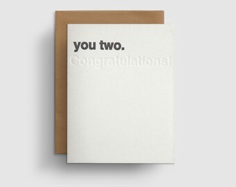 You Two, Funny Wedding Card, Cute Letterpress Wedding Card, Engagement Card, Wedding Shower Card, Best Friend Wedding, Card for Son