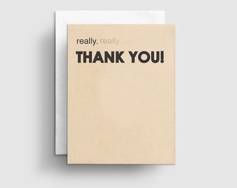 Masculine Thank You Card, Minimalist Card, Funny Thank You, Letterpress Card, Gold Foil, Thank You Cards Baby