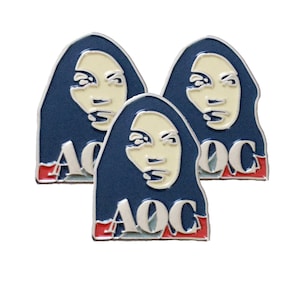 Enamel Pin Set of 3, AOC Pin, Alexandria Ocasio Cortez, Feminist Gifts, Boss Lady, The Future is Female, Strong Women, Feminism Enamel Pins