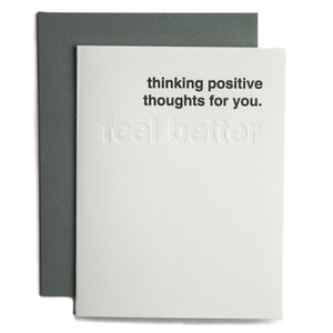 la pensée positive pensées pour vous. se sentir mieux. Impression aveugle typographie Cardinal Cardinal blanc à l’intérieur. obtenez bien carte.