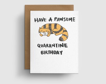 Quarantine Crazy Cat Lady Birthday Card, Funny Birthday Card for Cat Mom, Cat Birthday Card, Social Distance Card, Corona Birthday Card