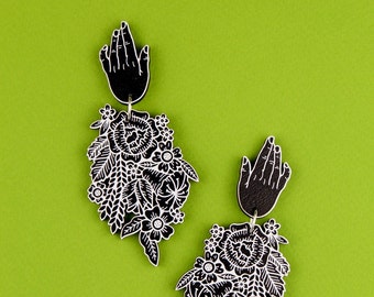 PRE ORDER Mourning Hand Floral Earrings