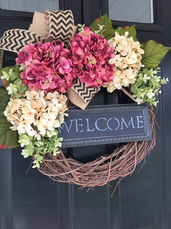 Wreath Summer Wreath Welcome Wreath Housewarming Gift Etsy