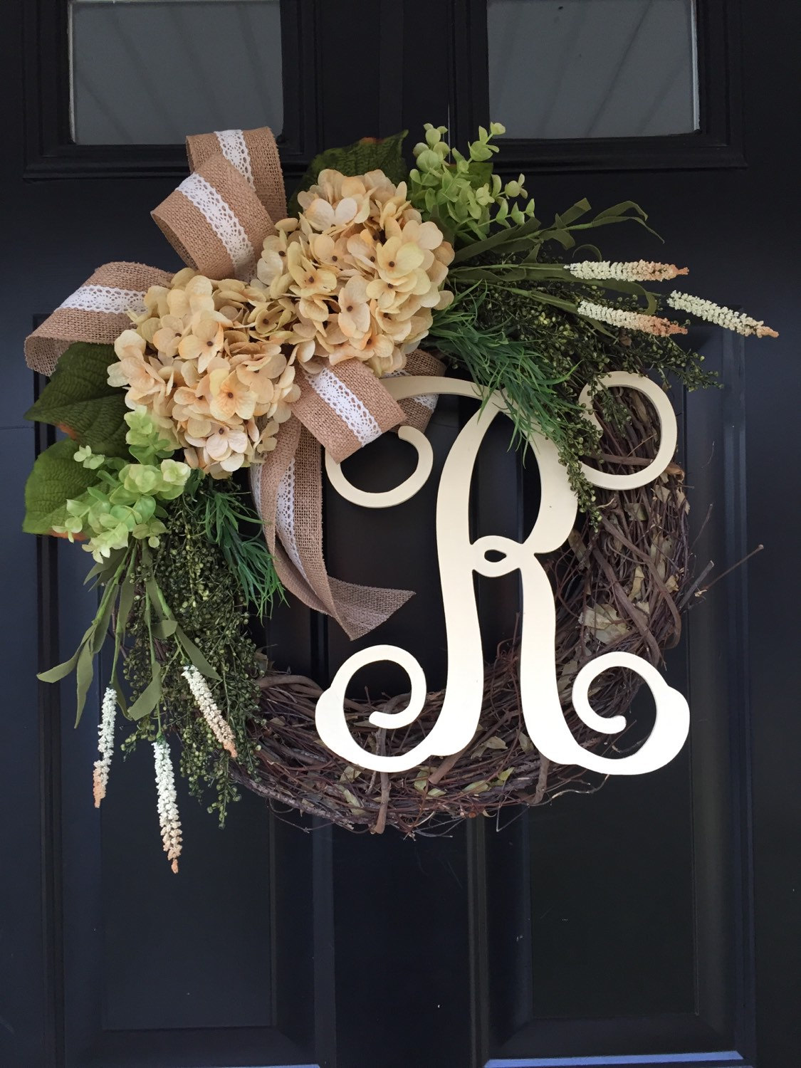 Shabby Chic Wreath Monogram Wreath Cream Country Wreath - Etsy