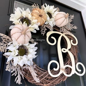 NEW fall 2023 wreath beige Sherpa pumpkin wreath gifts for her holiday gift fall decor image 2