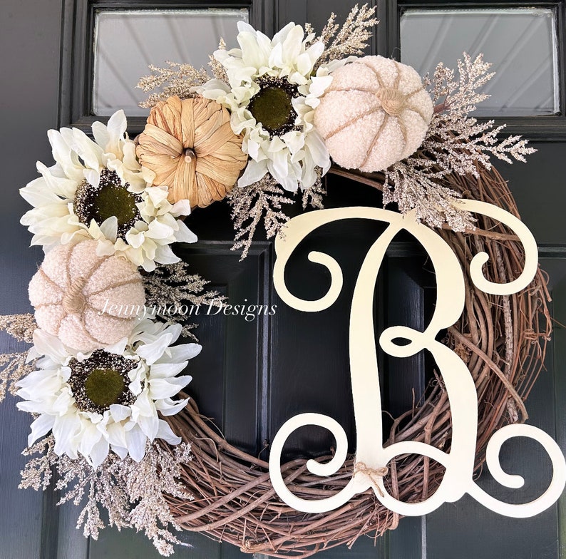 NEW fall 2023 wreath beige Sherpa pumpkin wreath gifts for her holiday gift fall decor image 1