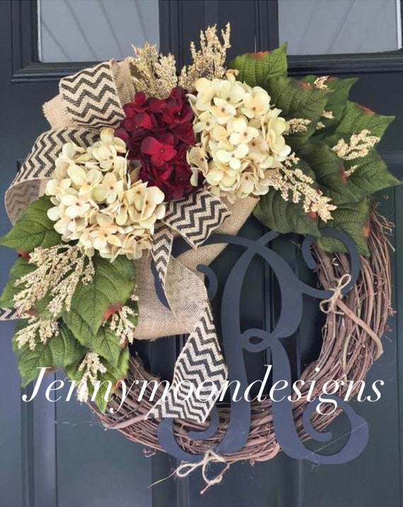 Personalized Wreath Spring Wreath Summer Wreath Wreaths for Door Hydrangea Wreaths Everyday Wreath